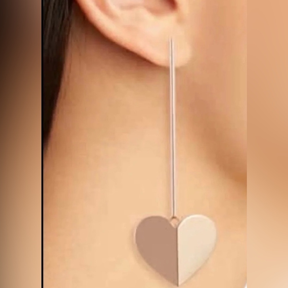 $98 Kate Spade Heritage Spade Heart Linear Earrings in Rose Gold - Picture 3 of 5